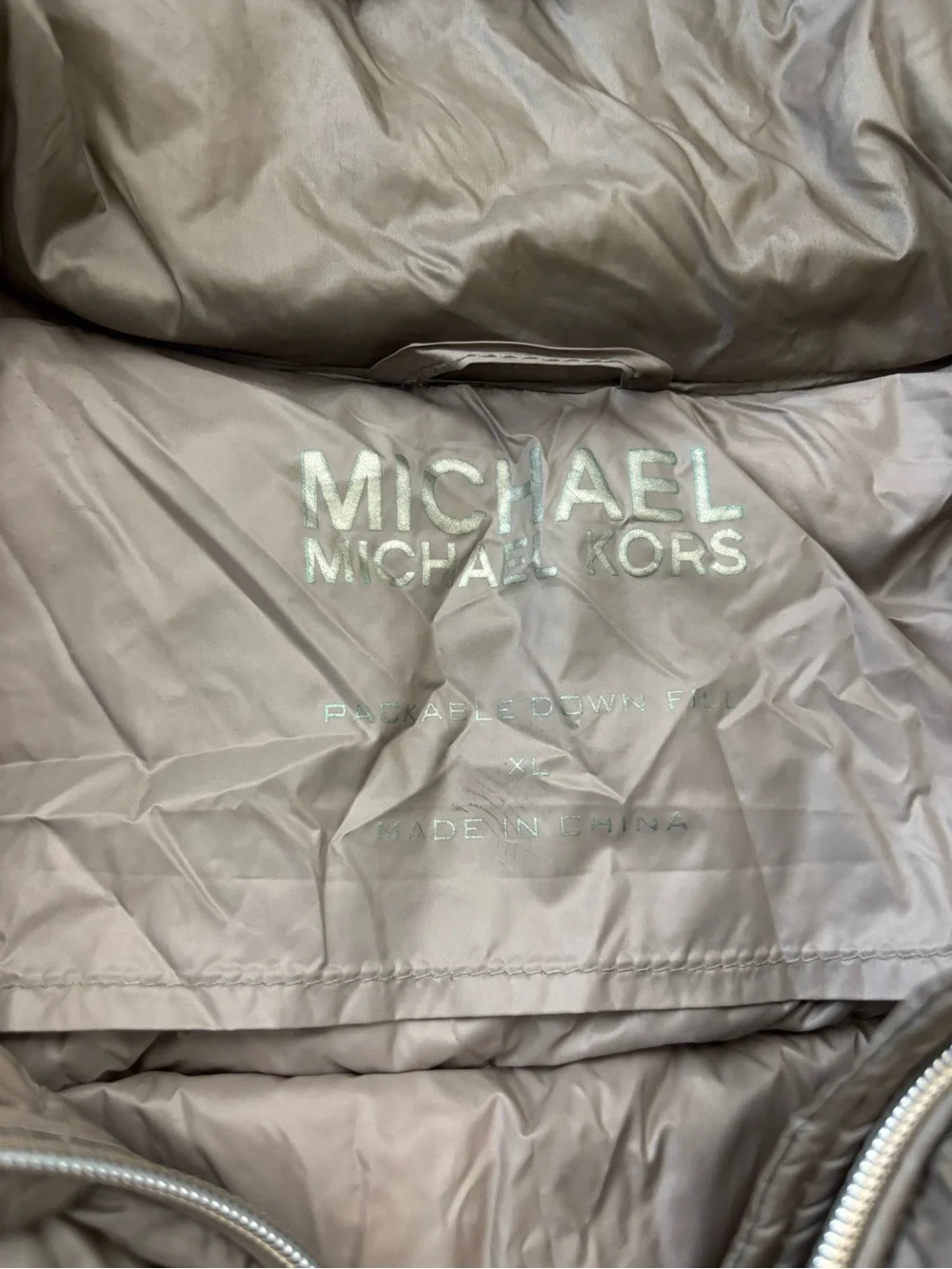 Michael Kors Packable Down Puffer Taupe Jacket-XL